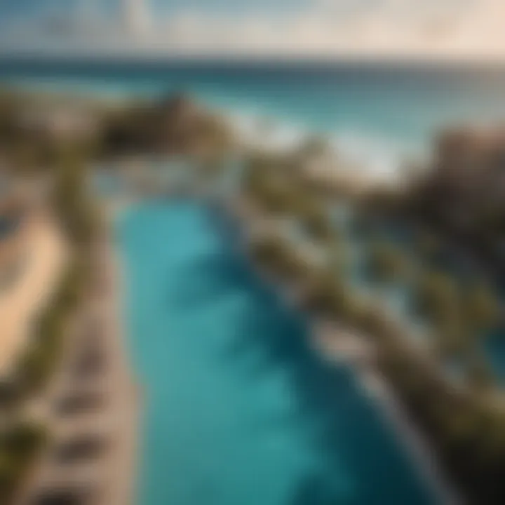 Spectacular view of the resort's pool area against the backdrop of the ocean