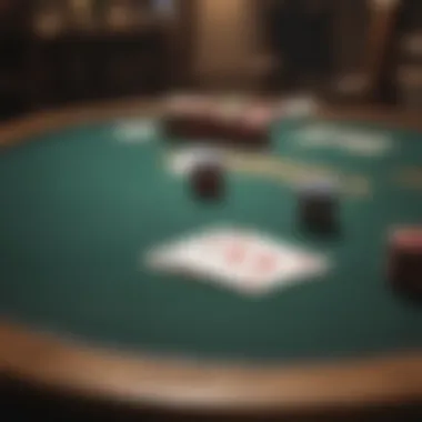 Elegant poker table setup with chips and cards