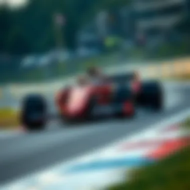 Formula One car at high speed on the track