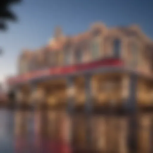 Exterior view of a vibrant casino at dusk