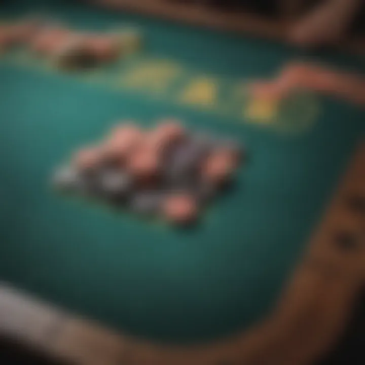 Close-up of a gaming table with colorful chips