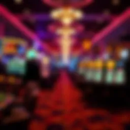 Vibrant casino floor with colorful lights and gaming tables