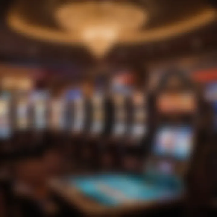 A detailed view of unique slot machines and gaming tables