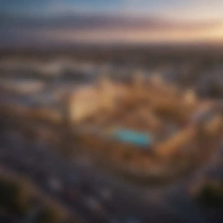 Aerial view of a prominent California casino showcasing its grandeur and surroundings