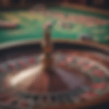 Close-up of betting chips on a roulette table