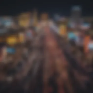 Night view of Las Vegas Strip illuminated with lights