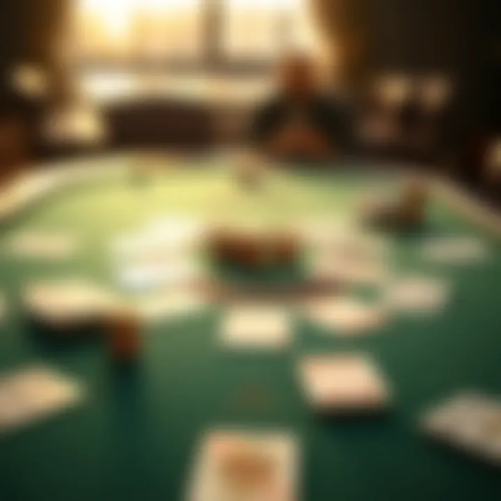 A detailed layout of a Seven Card Stud table with cards illustrated.