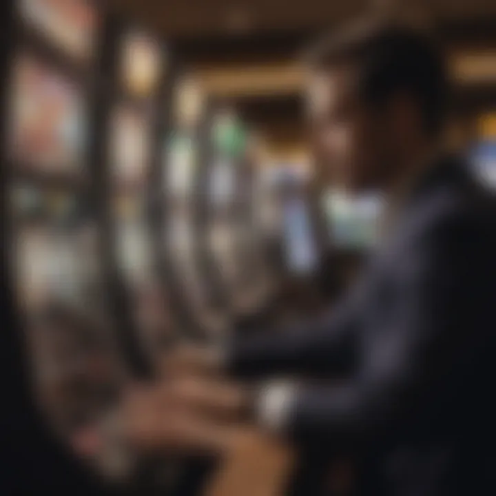 A focused player strategizing while interacting with a slot machine