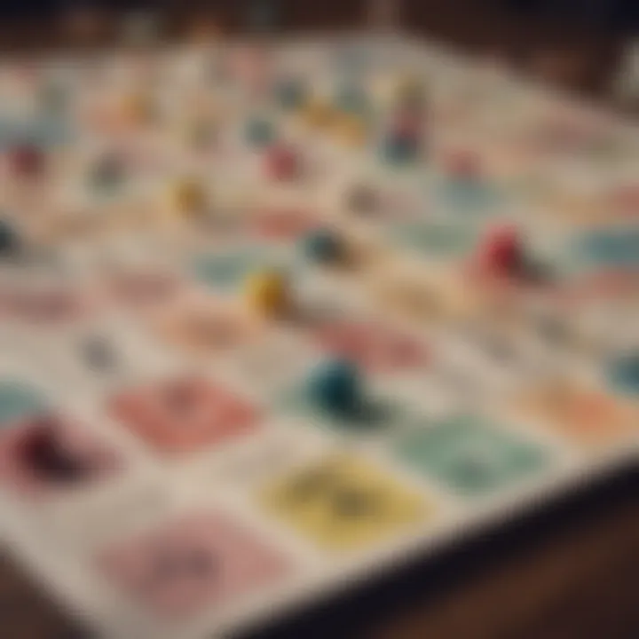 Colorful Bingo cards laid out on a table