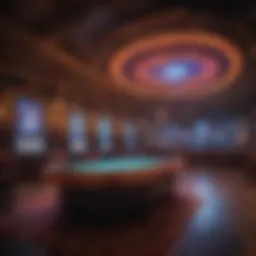 A stunning view of the Rio Casino's vibrant performance stage illuminated with colorful lights.