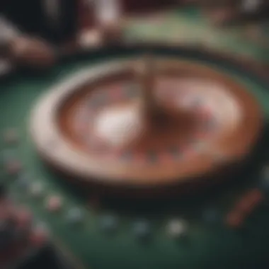 A roulette wheel in action with players placing bets