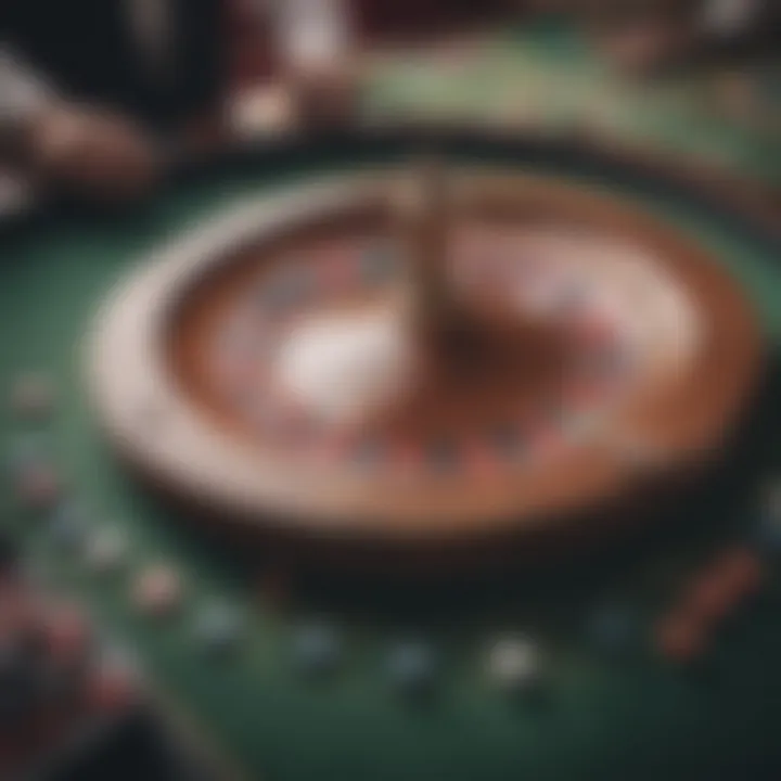 A roulette wheel in action with players placing bets