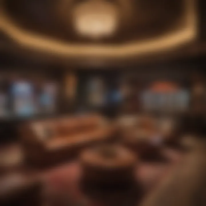 An upscale lounge area within a casino, inviting relaxation