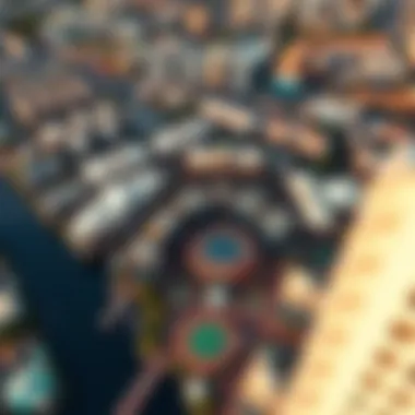 Aerial view of a bustling casino complex surrounded by the city