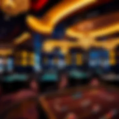 Interior of a luxury casino showcasing gaming tables and vibrant atmosphere