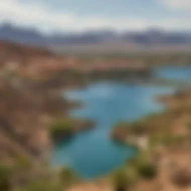 A panoramic view of Lake Las Vegas showcasing the stunning landscape and casino architecture