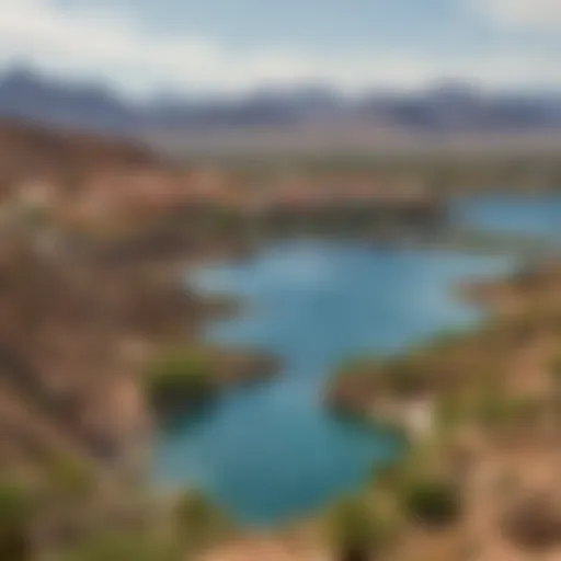 A panoramic view of Lake Las Vegas showcasing the stunning landscape and casino architecture