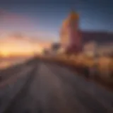 A stunning view of the Atlantic City Boardwalk at sunset, showcasing the vibrant atmosphere.