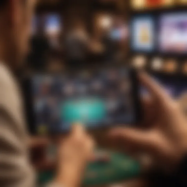 Player engaging with a jackpot video game on a digital device