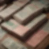 A close-up view of lottery tickets stacked on a table