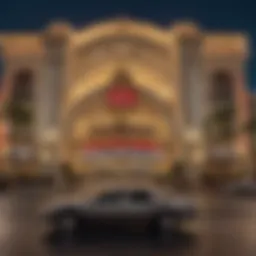 Exterior view of a luxurious Las Vegas casino at night