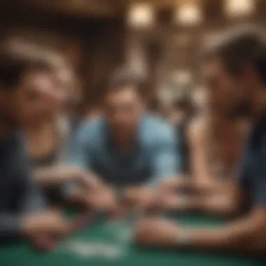 A diverse group of players engaged in a lively poker game, illustrating the social aspect of fun poker.