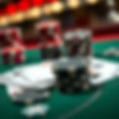 A close-up look at poker chips and cards, symbolizing the strategy involved in WSOP poker.