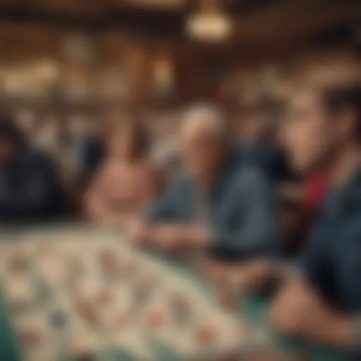 An intricate bingo hall with players focused on their cards