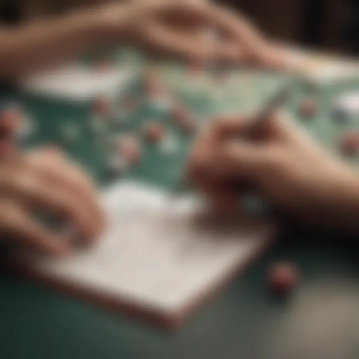 A person strategizing their bingo game with a notepad