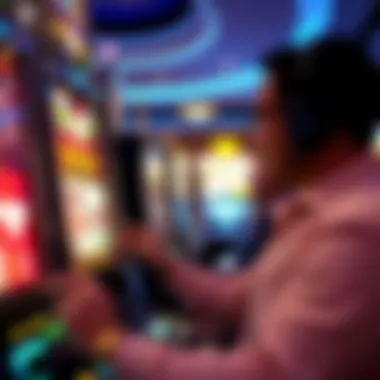 Casino Engagement with Triple Diamond Strike Player interacting with the Triple Diamond Strike slot machine in a casino environment