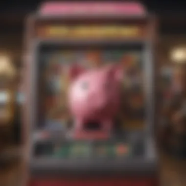 Colorful representation of a piggy bank slot machine game interface