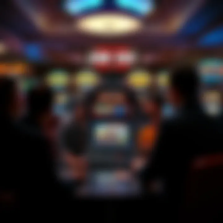 Casino setting with players engaged around a Star Trek slot machine, highlighting the social aspect of gaming