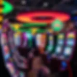An enticing display of colorful slot machines in a lively casino setting.