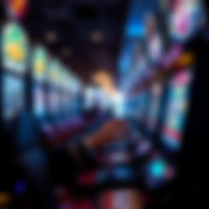 An overview of a player enjoying a slot machine game with various screens displayed.