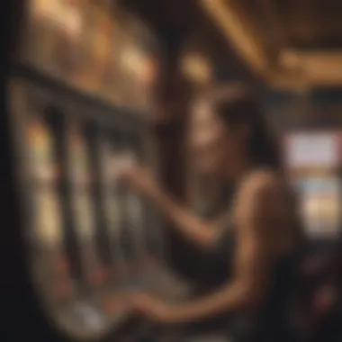 Celebrating a Jackpot Win at a Slot Machine Player celebrating a jackpot win at a slot machine