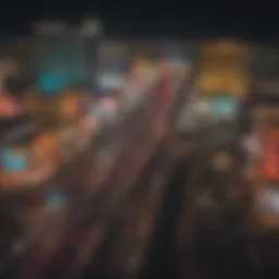 Panoramic view of the Las Vegas Strip at night, illuminating the gambling atmosphere