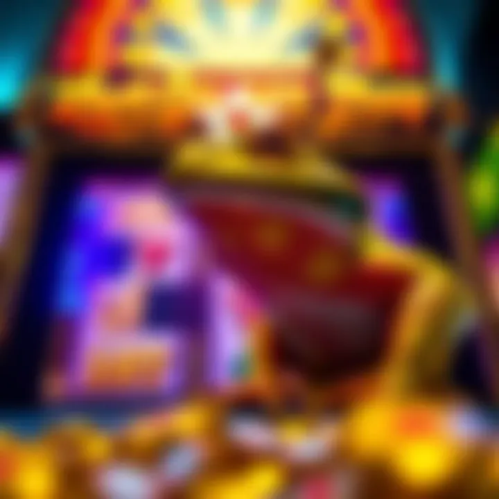 Vibrant Design of the Lucky Golden Toad An artistic representation of the Lucky Golden Toad slot machine showcasing its vibrant design and intricate symbols.