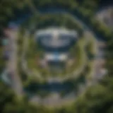 Aerial view of Mount Airy Casino Resort surrounded by lush greenery