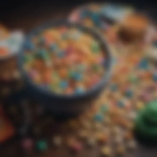 A vibrant collage of various lucky charms associated with sweepstakes.