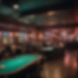 Interior view of a vibrant NYC poker club with players engaged in a game