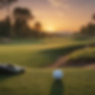 A serene golf course at sunset, symbolizing the allure and beauty of the sport.