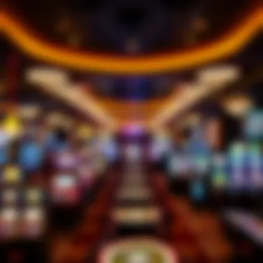 Interior of the gaming floor filled with various gaming tables and slot machines