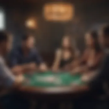 Dynamic gameplay at a rounders poker table highlighting player strategies and interactions.