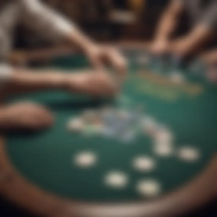 Players engaging in a strategic poker game with a focus on chip management