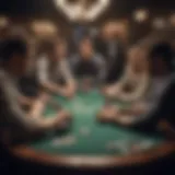 An intense poker game in progress, showcasing players deep in thought