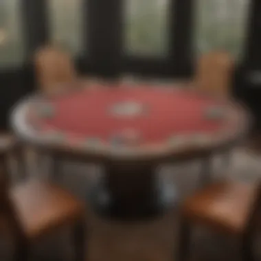 Artistic representation of a rounders poker table showcasing its unique design features.