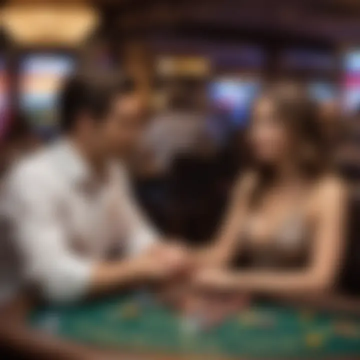 A diverse group of individuals engaged in various casino activities.